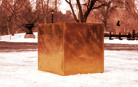 Why Was a Gold Cube Worth $11.7 Million Guarded in Central Park? Crypto, Of Course